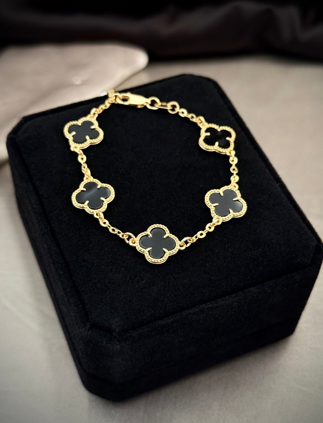 Pulsera Aros Trébol Negro x5